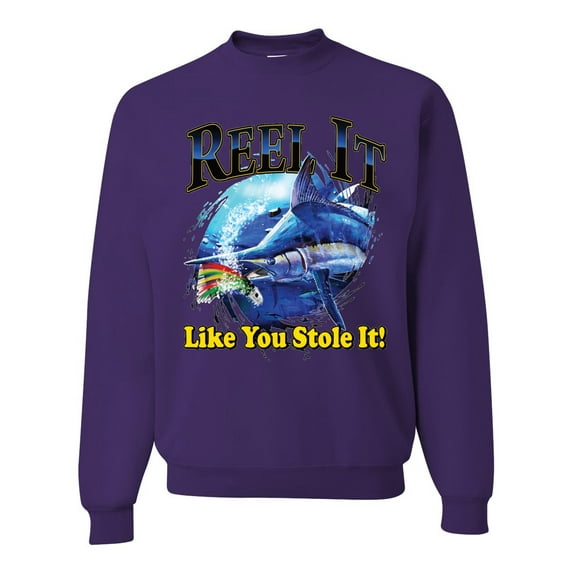 Reel It Like You Stole It Unisex Crewneck Graphic Sweatshirt, Purple, Small