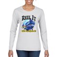 thumbnail image 1 of Reel It Like You Stole It Womens Graphic Long Sleeve T-Shirt, White, Small, 1 of 3