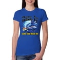 thumbnail image 1 of Reel It Like You Stole It Womens Slim Fit Junior Tee, Royal, Large, 1 of 3