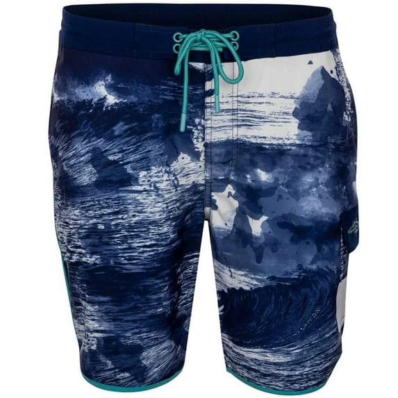 Reel Life Barrel Curl AOP Harbor 6" Boardwalk Shorts - Medium - Dress Blues