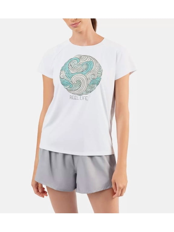 Ladies' Size Medium (8) Split Back Graphic Tee, White