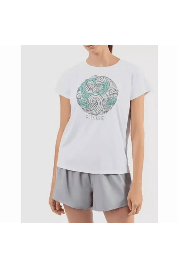 Ladies' Split Back Graphic Tee, (White, XXL)