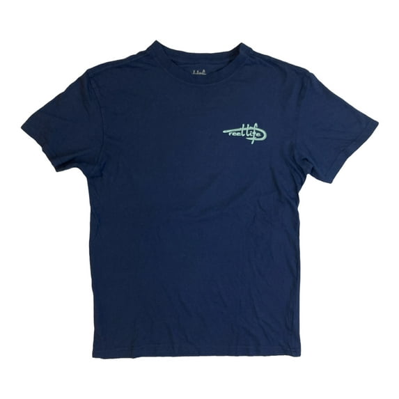Reel Life Men s Ocean Washed Short Sleeve Soft Pre-Shrunk Tee (Dress Blues M)