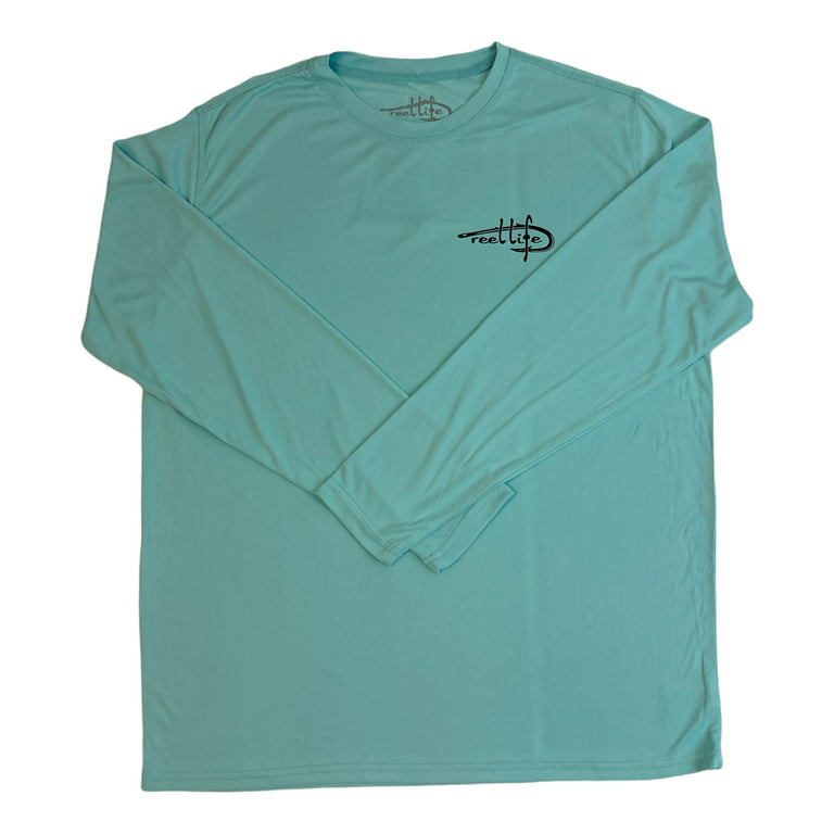 Reel Life Men's Sun Defender Lightweight Long Sleeve UV T-Shirt (Blue Tint,  L) 