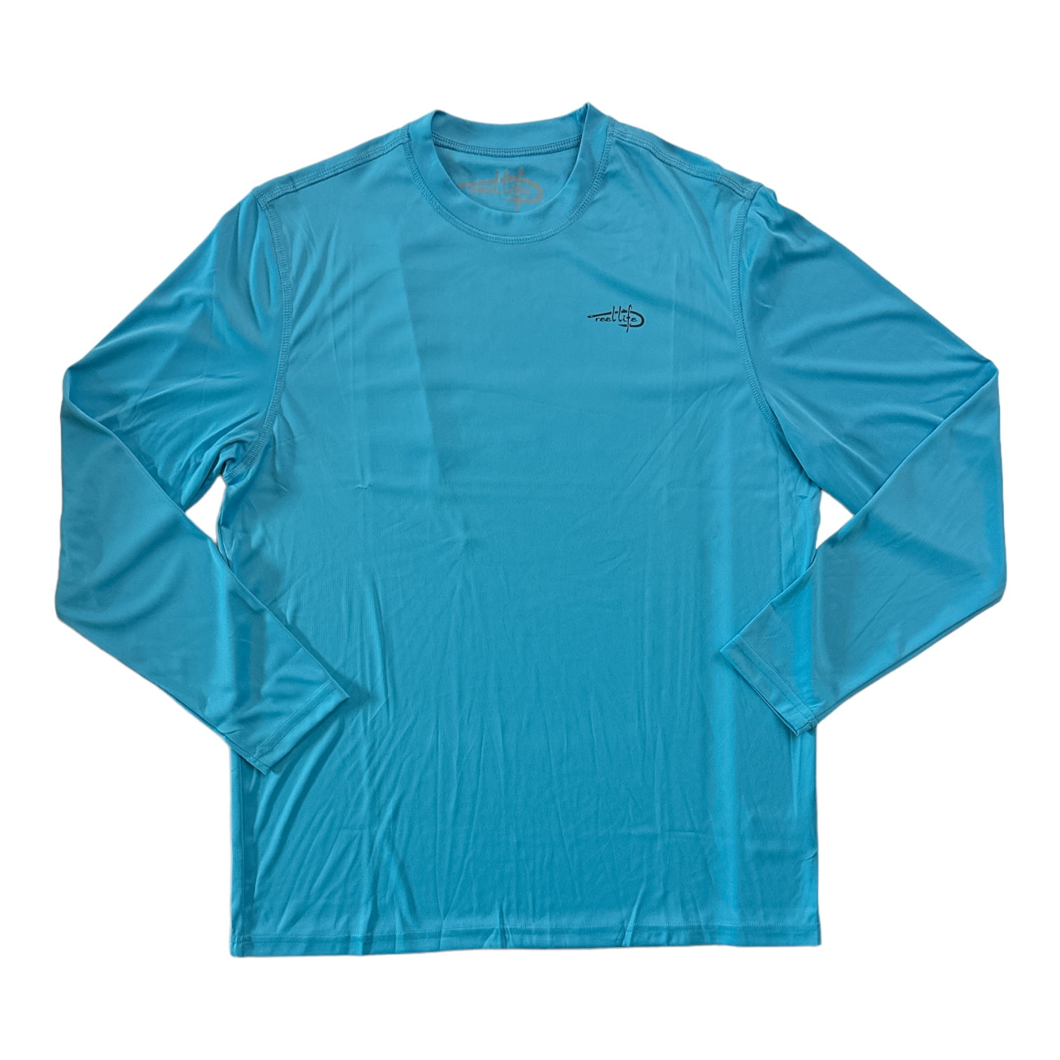 NWT Size L Men's Reel Life Long Sleeve Shirt - Angel Blue - UPF 50