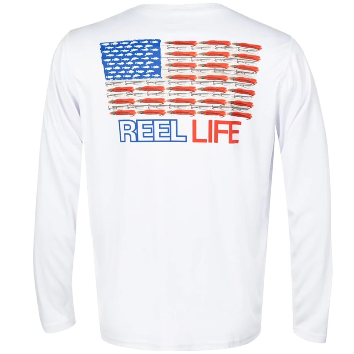 Reel Life Merica UV Long Sleeve Performance T-Shirt - Medium - White
