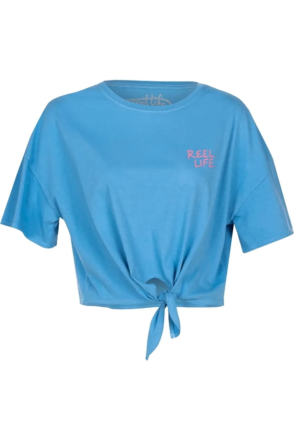 Women's Ocean Washed Tie Front T-Shirt - 2XL - Heritage Blue