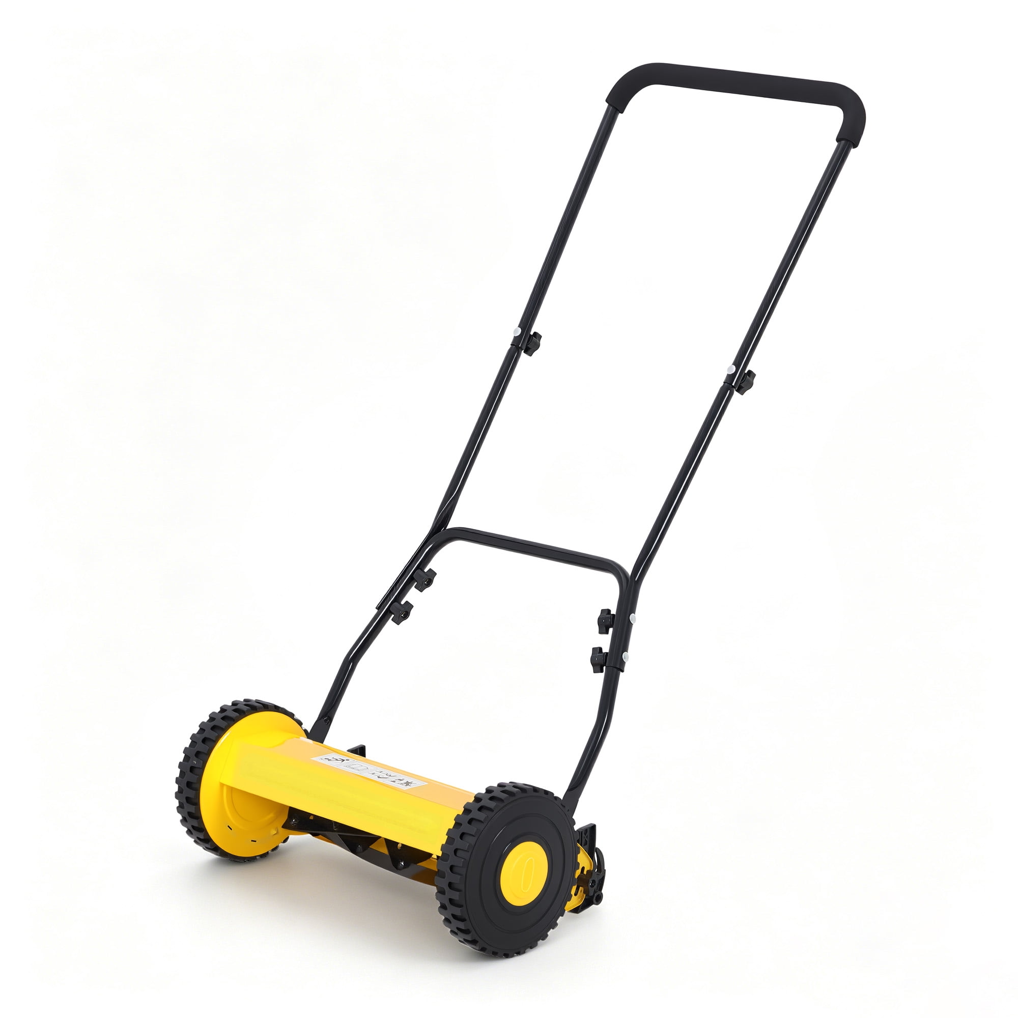 Reel Mower, Manual Lawn Mower 14-Inch 5-Blade - Adjustable Cutting Height, Lightweight, Quiet, Eco-Friendly Walk-Behind for Small Yards,  Yellow | 14 inches