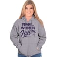 thumbnail image 1 of Reel Women Fish Cute Girly Fishing Womens Plus Size Graphic Zipper Hoodie Brisco Brands 2X, 1 of 5