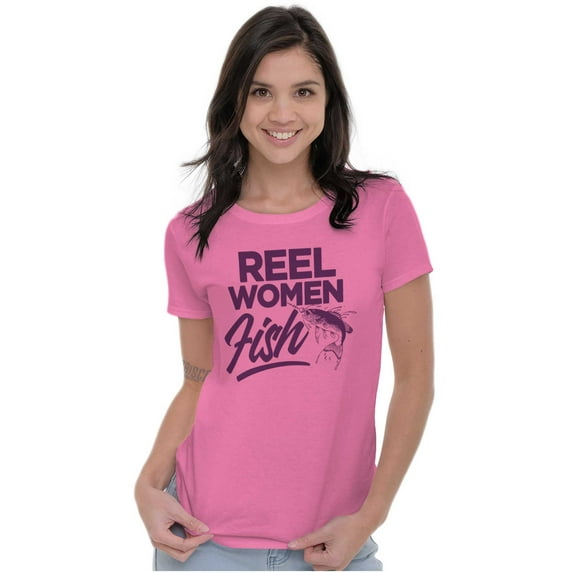 Reel Women Fish Cute Girly Fishing Womens Fitted Plus Size Graphic Tee Brisco Brands 2X