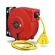 ReelWorks CR605132S3A Heavy Duty Extension Cord Reel, 14AWG/3C SJT, Triple Tap, 40