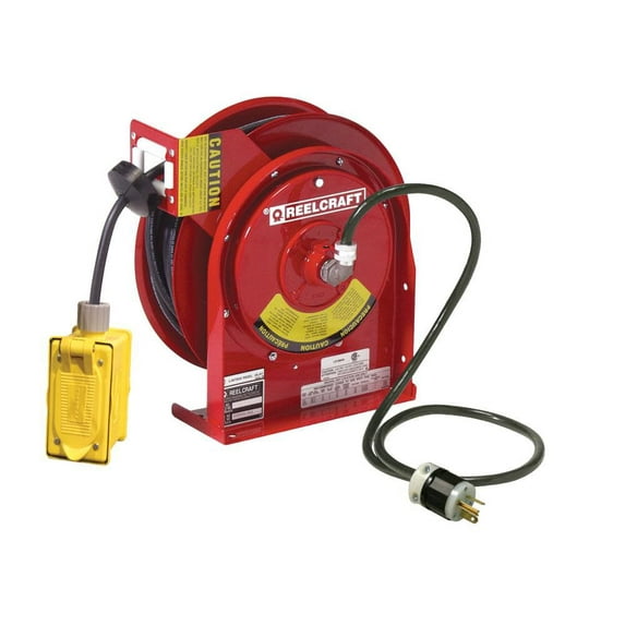 Reelcraft 45' Duplex Outlet Box With Gfci Power Cord Reel Steel