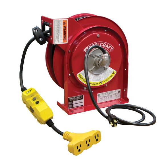 Reelcraft 12/3 45 Ft. Triple Outlet Gfci Power Cord Reel
