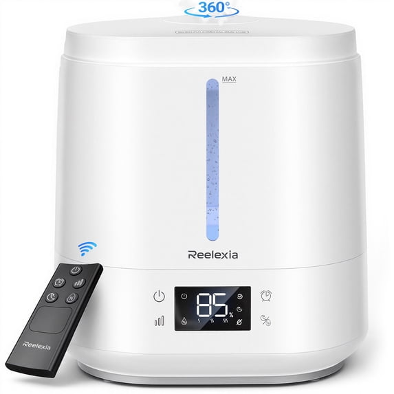 Reelexia 6L Top Fill Humidifiers for Bedroom, Desk Quiet Supersized Cool Mist Humidifiers for Large Room, Air Humidifier for Home, Night Light, Ultrasonic
