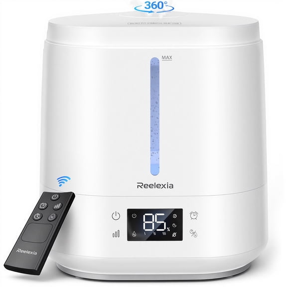 Reelexia 6L Top Fill Humidifiers for Bedroom, Desk Quiet Supersized Cool Mist Humidifiers for Large Room, Air Humidifier for Home, Night Light, Ultrasonic