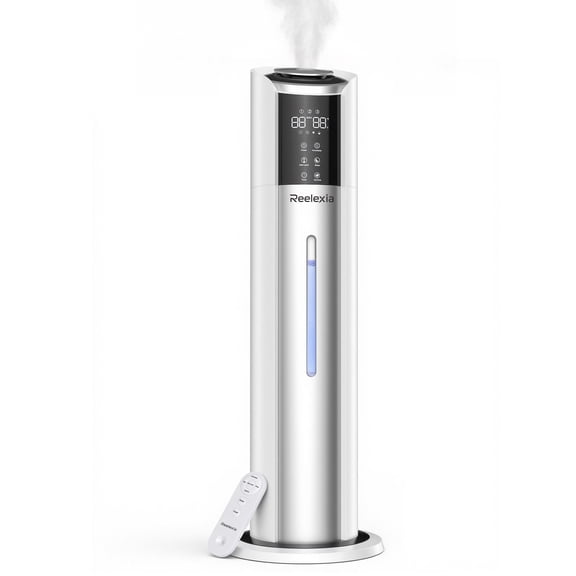 Reelexia 8L Humidifiers for Bedroom Large Room, Top Fill Ultrasonic Cool Mist Tower Humidifiers with Humidistat, Auto Shut-off