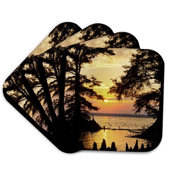 3drose, Reelfoot Lake Sp, Tiptonville, Tennessee, Cypress Trees, Set of 4 Coasters - Soft