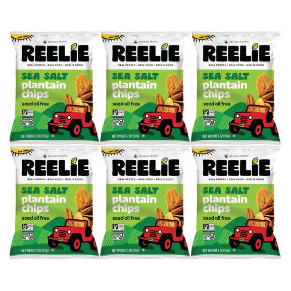 Reelie Sea Salt Plantain Chips, 2 oz, 6 Pack