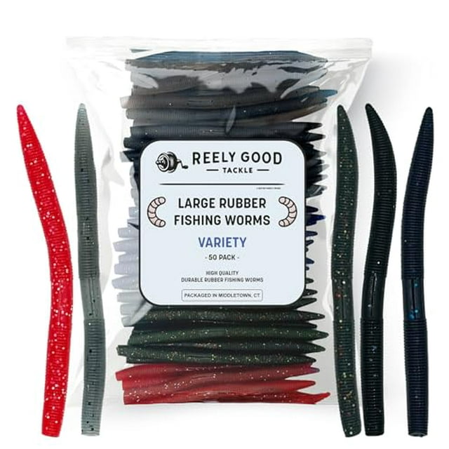 Reely Bass Lures (50 Pack), 5 Inch Variety Pack Bass Fishing Soft