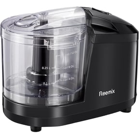 Reemix 1.5 Cup Mini Food Chopper 100W Electric Food Processor for Chopping, Blending, Grinding Vegetables, Fruits, Nuts & Meat with Stainless Steel Blades (Black)