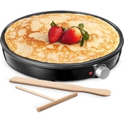 Reemix Electric Crepe Maker & Griddle, 12-Inch Non-Stick Surface, Adjustable Temperature Control, Includes Batter Spreader & Spatula, Perfect for Pancakes, Omelets & More Black