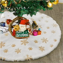 Vafful Christmas Tree Skirt 36'' Plush Skirts Decorations for Merry Christmas Party Christmas Tree Mat White and Gold Snowflake Faux Fur Tree Skirt, Xmas Tree Skirt Christmas Holiday Decorations