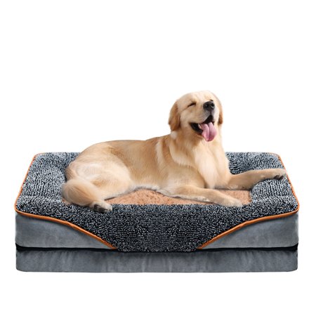 Reendo Dog Bed for Large Dogs Washable Orthopedic Dog Bed Supportive Foam Pet Couch Bed with Removable Washable Cover Waterproof Lining and Nonskid Bottom Grey