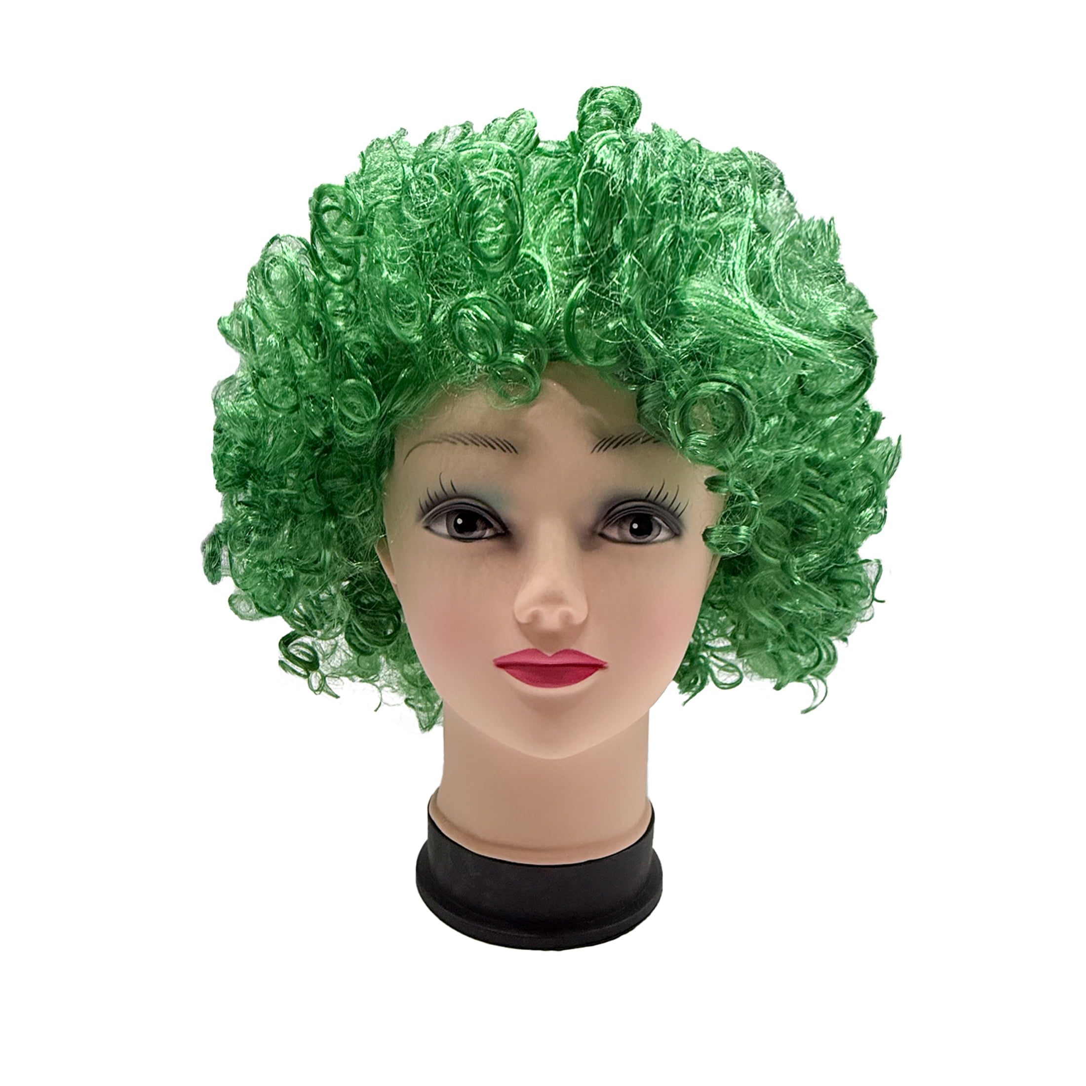 Reendo Wigs Party Funny Clown Hair Football Fan Hair Wig Wigs Human Hair Clearance Medium size Dark green