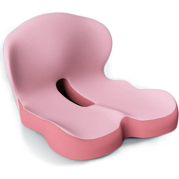 Reenly Back and Seat Cushion,Reenly Seat Cushion,Ergonomic Non Slip Memory Foam Seat Skin with Back Support,L-Shaped Lumbar Support,Breathable & Machine-Washable,For Car,Office,Home (Ice silk/Pink)