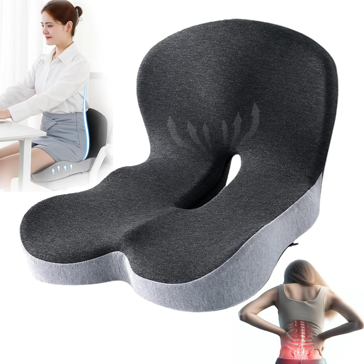 Reenly Back And Seat Cushion, Welnax Lumbocare Pro, Soothe Cushion, Non Slip Seat Skin With Back - View #13