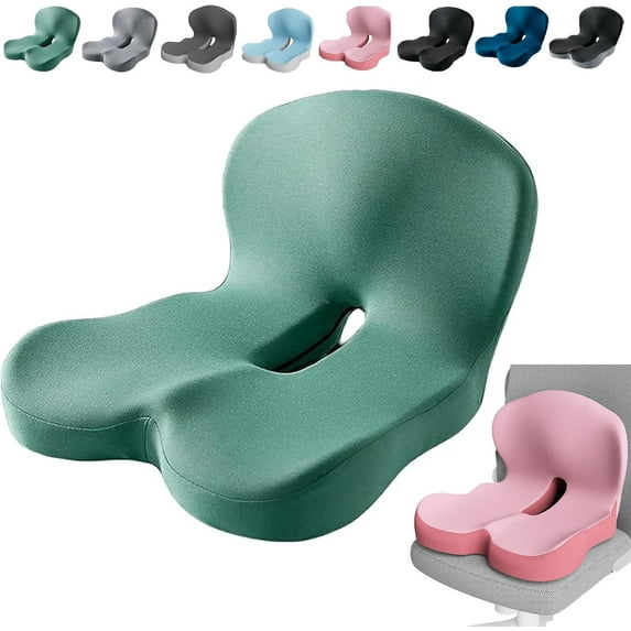 Reenly Back and Seat Cushion, Welnax Lumbocare Pro, Soothe+ Seat Cushion, Reenly Car Memory Foam seat Cushion with Lumbar Support, for Tailbone Pain Relief, for Chair (Green)