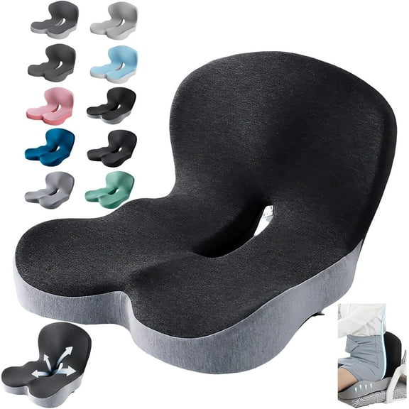 Reenly Back and Seat Cushion, Reenly Car Seat Cushion, Soothe+ Cushion, Pressure Relief, Non-Slip Belt Backrest, Ergonomic Memory Foam Backrest C