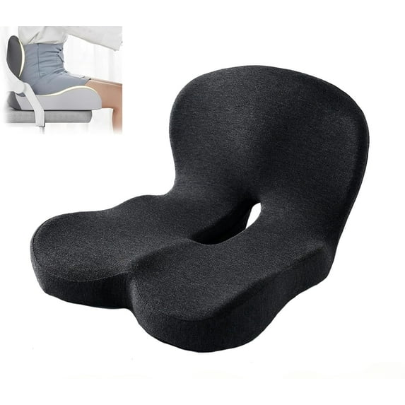 Reenly Back and Seat Cushion, Reenly Car Seat Cushion, Soothe+ Cushion, Pressure Relief, Non-Slip Belt Backrest, Ergonomic Memory Foam Backrest