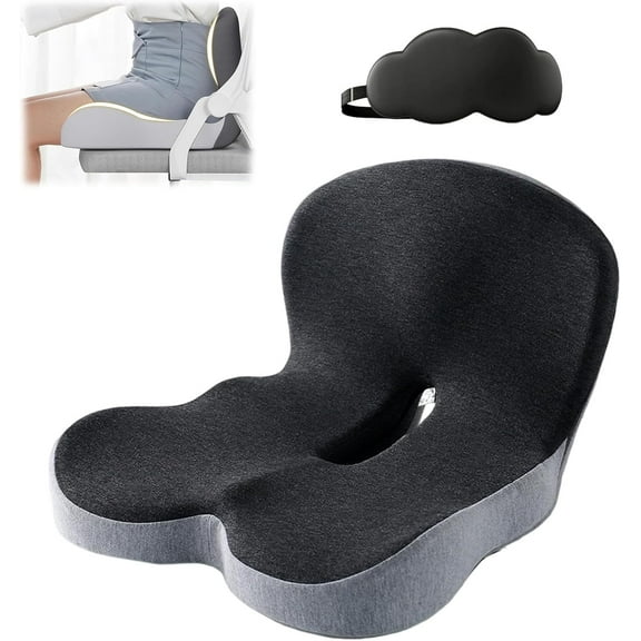 Reenly Memory Foam Seat Cushion with Lumbar Support - Ergonomic Office Chair Cushion, Non-Slip Car Seat Pad for Back Pain Relief, Machine Washable Cover