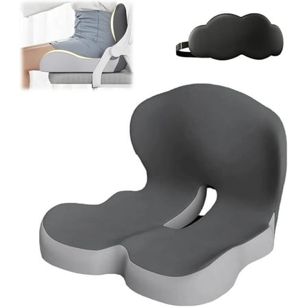 Reenly Memory Foam Seat Cushion with Lumbar Support - Ergonomic Office Chair Cushion, Non-Slip Car Seat Pad for Back Pain Relief, Machine Washable Cover