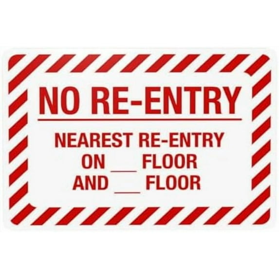 No Reentry Nearest Reentry On Floor Andfloor Warning Sign, Door Security Metal Signs for Home Busines Outdoor Indoor Road Yard Garage Street Wall Caution Decor 12 x 8 Inch