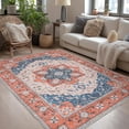 thumbnail image 1 of Reepow 5x7 Washable Vintage Boho Soft Non-Slip Low Pile Area Rug for Living Room Office Dining Room,Tangerine Blue, 1 of 9
