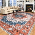 thumbnail image 1 of Reepow 8x10 Washable Vintage Boho Soft Non-Slip Low Pile Area Rug for Living Room Office Dining Room,Tangerine Blue, 1 of 10