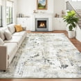 thumbnail image 1 of Reepow 8x10 Brown/Grey Modern Abstract Neutral Indoor Soft Machine Washable Non-Slip Low Pile Carpet Area Rugs for Living Room Dining Room Office, 1 of 9