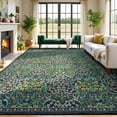 thumbnail image 1 of Reepow 8x10 Vintage Forest Boho Washable Indoor Low Pile Non Slip Backing Floral Living Room Area Rugs for Dining Room Bedroom,Forest Green, 1 of 10