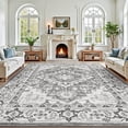 thumbnail image 1 of Reepow 8x10 Washable Vintage Boho Soft Non-Slip Low Pile Area Rug for Living Room Office Dining Room,Floral Grey, 1 of 9