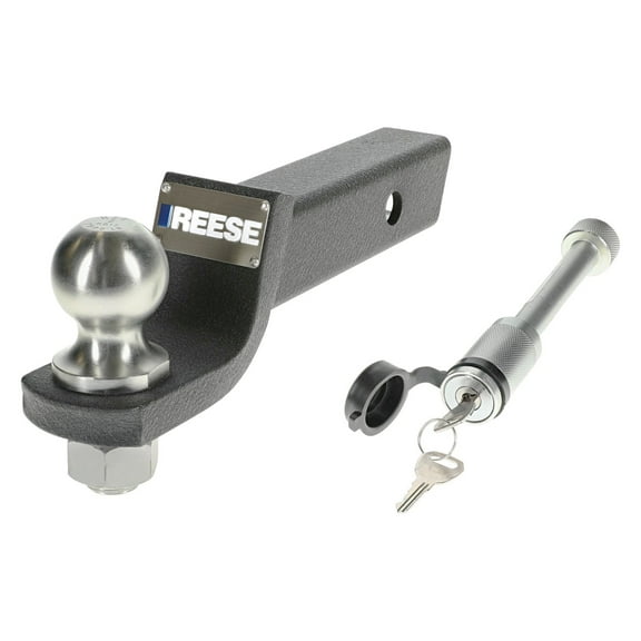 Reese 7096600 Trailer Hitch Ball Mount Security Kit, Fits 2 Inch Square Receiver, 2 Inch Drop, 7,500 lbs. Capacity, Includes 2 Inch Trailer Hitch Ball and Dogbone Style Receiver Lock