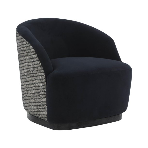 Reese Black Velvet Swivel Chair
