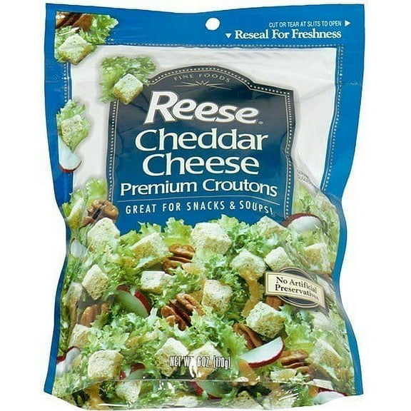 Reese Cheddar Cheese Croutons, 6 oz (Pack of 12)
