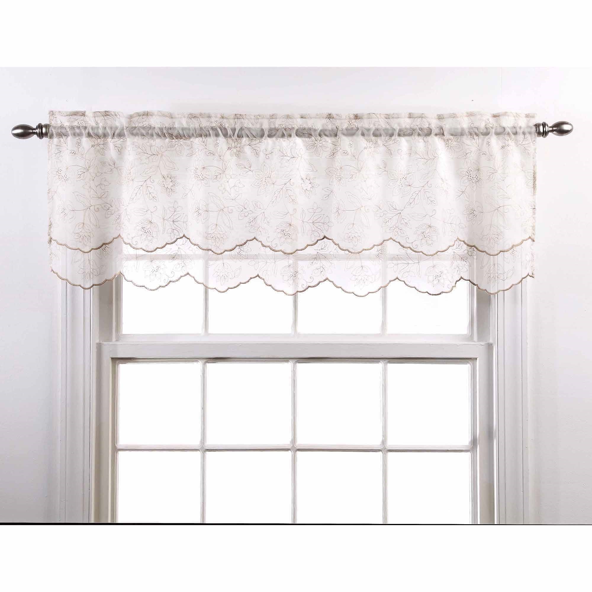 Reese Embroidered Sheer Layered Curtain Valance, 55" x 17" - Walmart.com