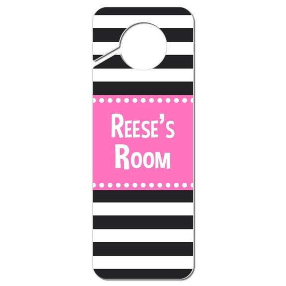 Reese Male Name Do Not Disturb Plastic Door Knob Hanger Warning Room Sign - Pink