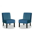 thumbnail image 1 of Reese Velvet Accent Chair Set (2) - Mid-Century Modern, Blue. Living Room/Bedroom Chairs with Wood Legs. Elegant, Comfortable Seating. 29.5" Wide., 1 of 5