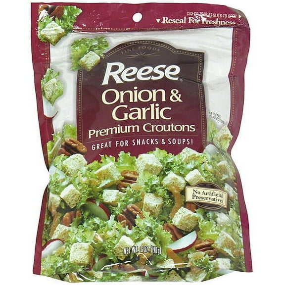 Reese Onion & Garlic Croutons, 6 oz (Pack of 12)