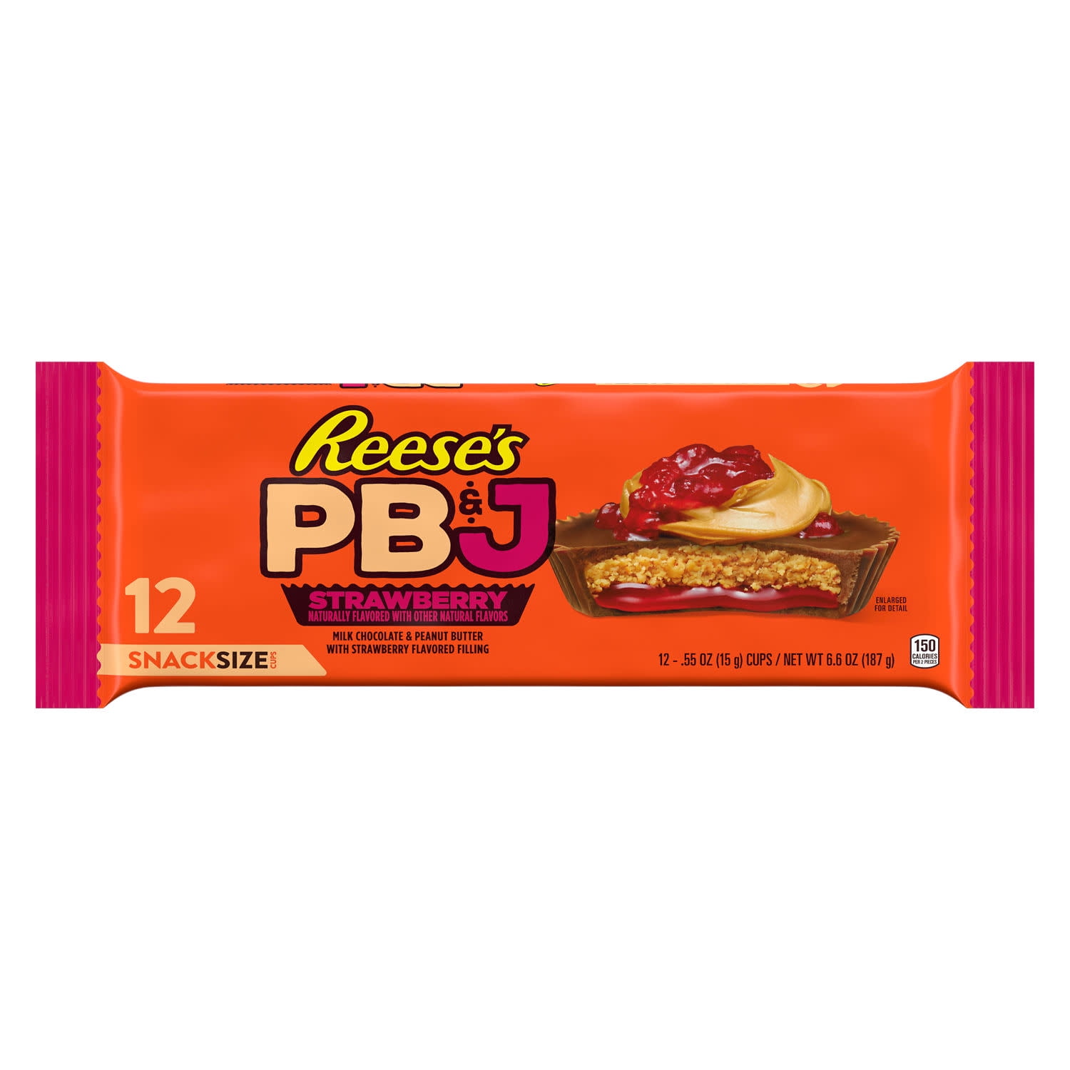 REESE'S PB&J Strawberry Milk Chocolate Snack Size Peanut Butter Cups, Candy Packs, .55 oz (12 Count)