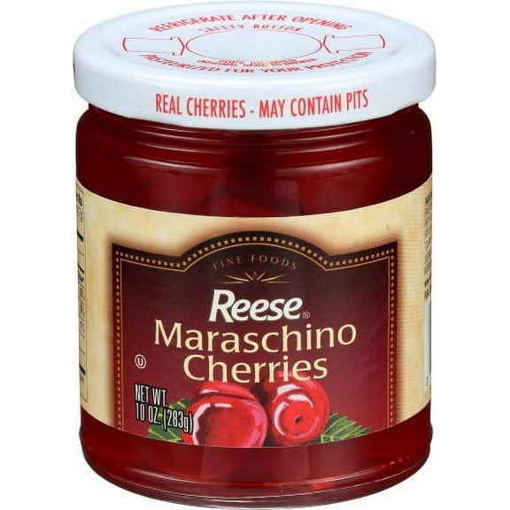 Reese Red Maraschino Cherries with Stem, 10-Ounces (Pack of 12)